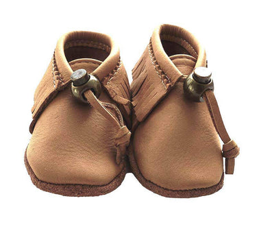 Baby Moccasins Bear Paw - Hiawatha Mooshide Babies Slippers - Quetzal Artisan