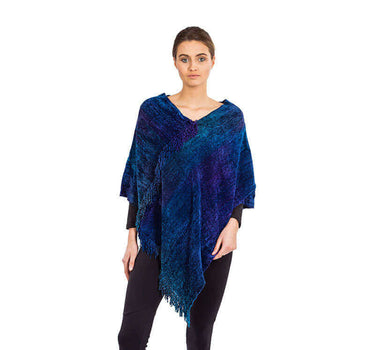 Poncho Blue Purple - Organic Bamboo - Handmade and Fairtrade - Quetzal Artisan