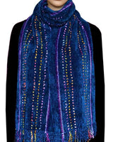 Bamboo Scarf Blue - With Ribbon - Beautiful and Fairtrade - Quetzal Artisan