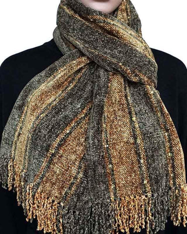 Bamboo Scarf Gold Taupe - Handmade, Beautiful and Fairtrade - Quetzal Artisan