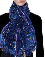 Bamboo Scarf Blue - With Ribbon - Beautiful and Fairtrade - Quetzal Artisan