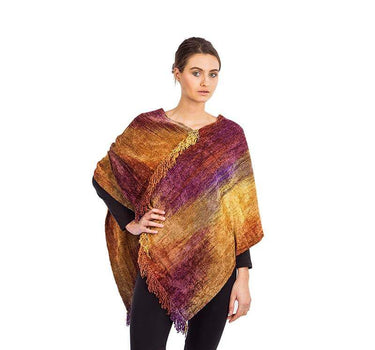 Poncho Golden Coral - Organic Bamboo - Handmade & Fairtrade - Quetzal Artisan