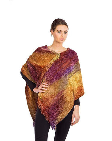 Poncho Golden Coral - Organic Bamboo - Handmade & Fairtrade - Quetzal Artisan