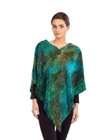 Poncho Green Blue - Organic Bamboo - Beautiful and Fairtrade - Quetzal Artisan