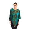 Poncho Green Blue - Organic Bamboo - Beautiful and Fairtrade - Quetzal Artisan