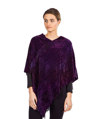 Poncho Purple - Bio Bamboo Chenille - Sustainable & Fairtrade - Quetzal Artisan