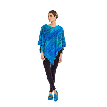 Poncho Turquoise - Organic Bamboo Chenille - Fairtrade - Quetzal Artisan