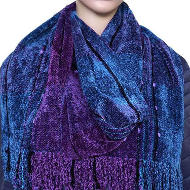 Bamboo Scarf Blue Purple - Handmade, Beautiful and Fairtrade - Quetzal Artisan