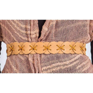 Belt Brown Mooshide - Native Design - Handmade in Canada - Quetzal Artisan