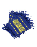 Blue Yellow Coasters - Set of 6 Handmade of Cotton Fairtrade - Quetzal Artisan