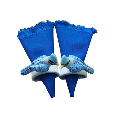 Blue Jay Napkin Rings - Cotton Napkins - Handmade & Fair - Quetzal Artisan