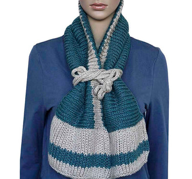 Bolero Scarf Blue Ocean - Crochet Necklace - Stylish and Warm - Quetzal Artisan