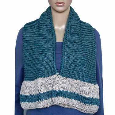 Bolero Scarf Blue Ocean - Handwoven - Alpaca Wool & Cotton - Quetzal Artisan