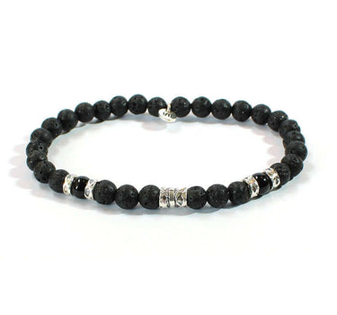 Bracelet Lava and Onyx - For Men - Handmade and Fairtrade - Quetzal Artisan