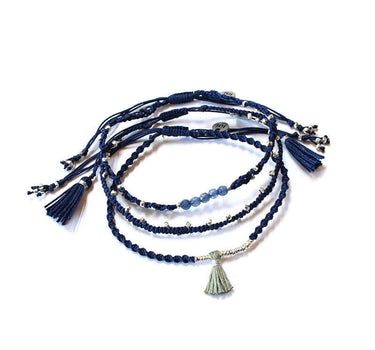 Bracelet Navy Blue - 3 strands - Handmade - Beautiful & Fair - Quetzal Artisan