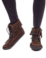 Short Boots Brown - Hiawatha - Handmade Native Fringe Boots - Quetzal Artisan