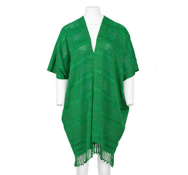 Cotton Poncho Green - Natural Dyes, Ecofriendly & Fairtrade - Quetzal Artisan