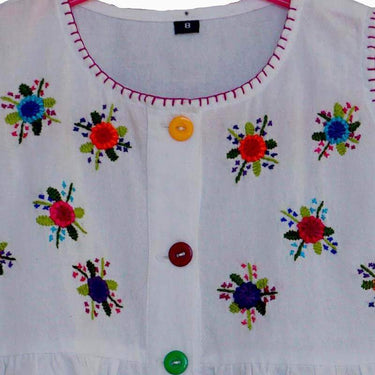 Cotton Dress Zinnias 8 - Ages 2-3 years - Pretty & Fairtrade - Quetzal Artisan