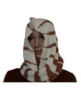 Cowl Scarf Cream Brown - Handmade - Alpaca Wool & Pima Cotton - Quetzal Artisan