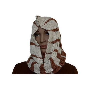 Cowl Scarf Cream Brown - Handwoven - Alpaca Wool and Cotton - Quetzal Artisan