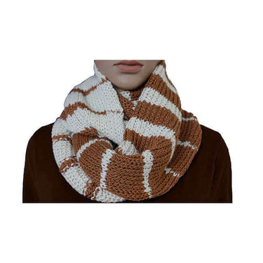 Cowl Scarf Cream Brown - Handwoven - Alpaca Wool and Cotton - Quetzal Artisan