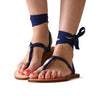 Dark Blue Sandals - Cotton Straps - Beads Accessory - Fair - Quetzal Artisan