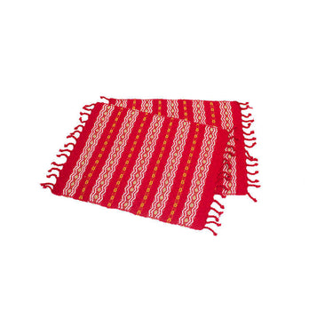 Red Placemats - Set 6 - Cotton - Mayan Design - Fairtrade - Quetzal Artisan