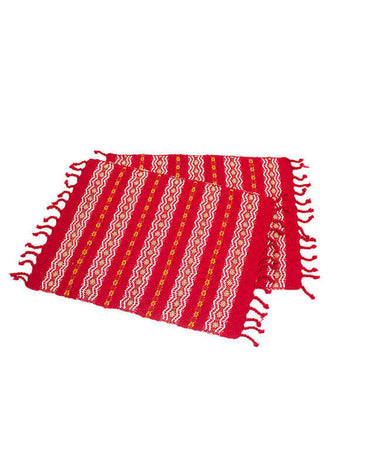 Red Placemats - Set 6 - Cotton - Mayan Design - Fairtrade - Quetzal Artisan