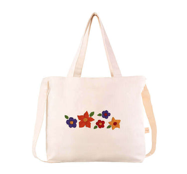 Eco Shopper Wild Flowers - Fairtrade - Tote Bag Ecru Cotton - Quetzal Artisan