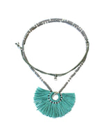 Fan Tassel Necklace Turquoise -  Handmade Fairtrade Jewelry - Quetzal Artisan