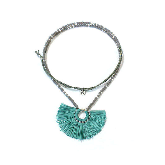 Fan Tassel Necklace Turquoise 