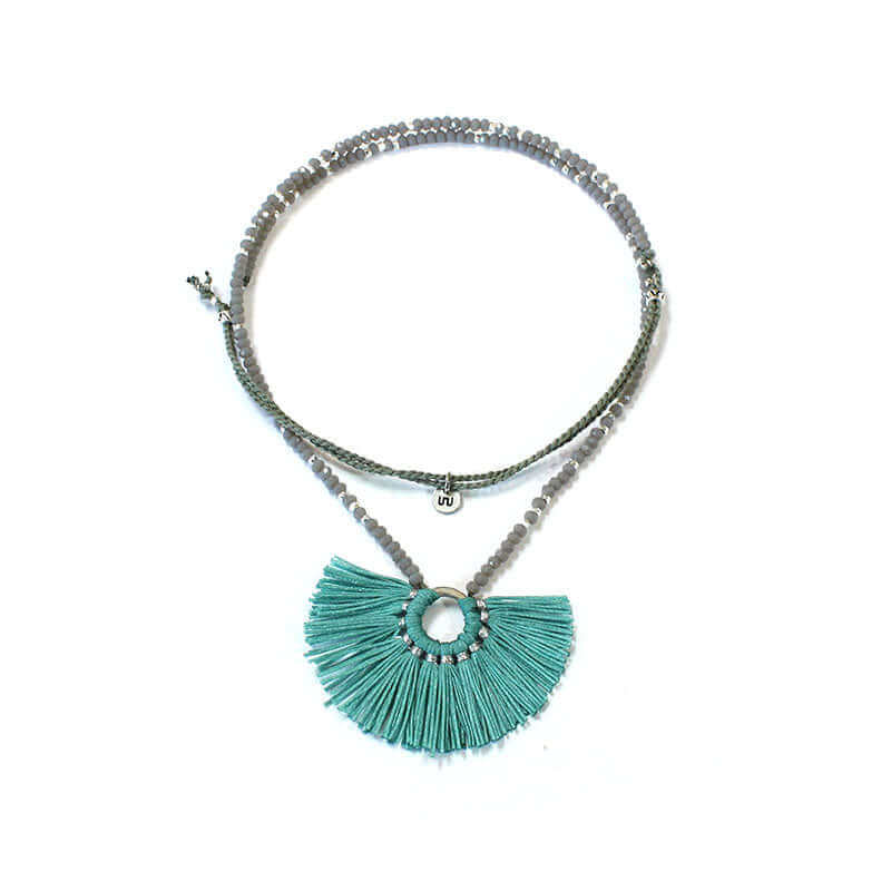 Fan Tassel Necklace Turquoise 