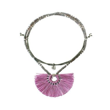 Lavender Fan Tassel Necklace - Handcrafted Fairtrade Jewelry - Quetzal Artisan