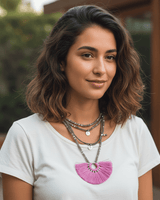 Lavender Fan Tassel Necklace - Handcrafted Fairtrade Jewelry - Quetzal Artisan
