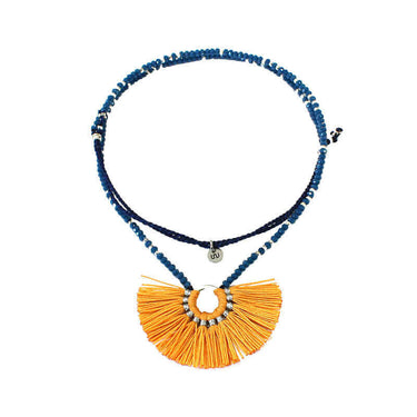 Mustard Fan Tassel Necklace - Fairtrade Handmade Jewelry - Quetzal Artisan