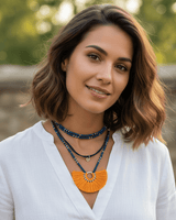 Mustard Fan Tassel Necklace - Fairtrade Handmade Jewelry - Quetzal Artisan