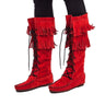 Fringed Red Boots - Handmade Native Canadian Suede Mukluks - Quetzal Artisan