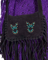 Fringed Shoulder Bag Black - Small Handmade Native Bag - Quetzal Artisan