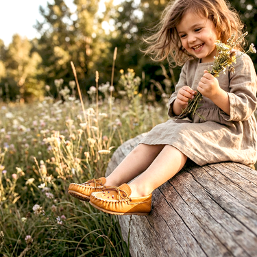 Girls Leather Moccasins - Hiawatha Traditional Native Shoes
