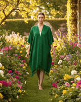 Green Summer Poncho - Eco-friendly & Fairtrade Cotton Tunic - Quetzal Artisan