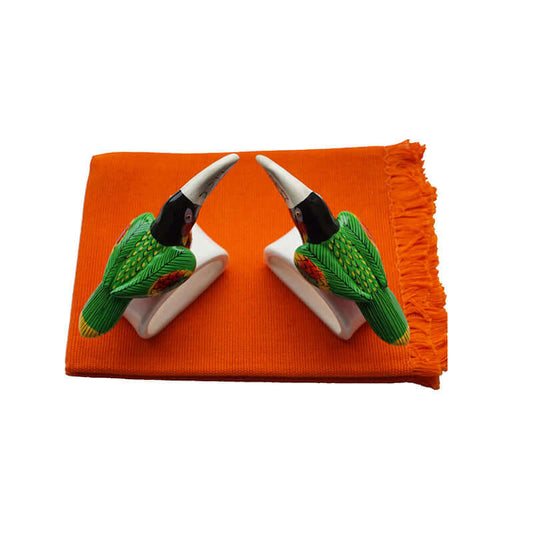 Green Toucan Napkin Rings - Cotton Napkins