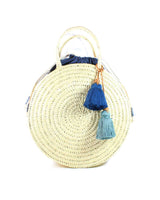 Handbag Palm Leaf Blue - With Cotton Pouch - Fairtrade - Quetzal Artisan