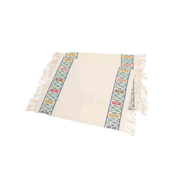 Happiness Placemats - Set 6 - Natural Cotton - Mayan Design - Quetzal Artisan