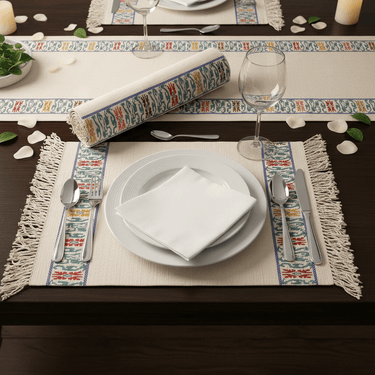 Happiness Placemats - Set of 6 Natural Cotton Table Mats - Quetzal Artisan