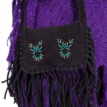 Fringed Shoulder Bag Black - Hiawatha - Handmade in Canada - Quetzal Artisan