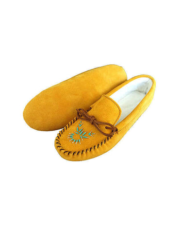 Indian Tan Moccasins - Women Slippers - Handmade in Canada - Quetzal Artisan