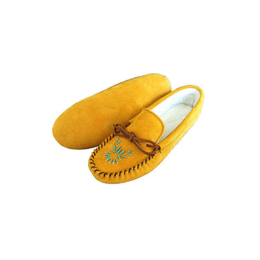 Indian Tan Moccasins - Suede - Hiawatha - Handmade in Canada - Quetzal Artisan