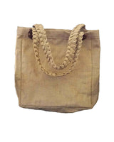 Jute Bag Maroon Flowers - Natural Jute - Handmade and Fairtrade - Quetzal Artisan