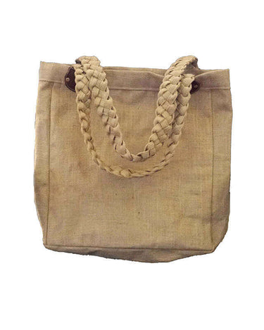 Jute Bag Maroon Purple - Natural Jute - Handmade and Fairtrade - Quetzal Artisan