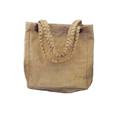 Jute Bag Orange Flowers - Natural Jute - Handmade and Fair - Quetzal Artisan